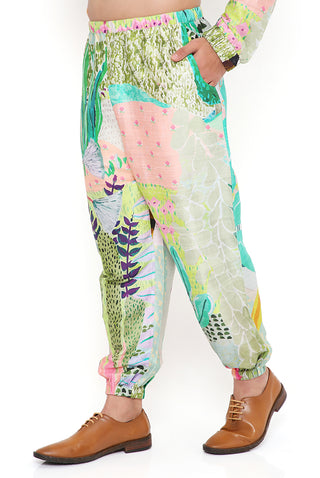 Wanderlust tropical print bomber kurta and jogger pant