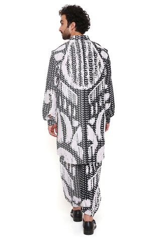 Black and white pathani kurta and jogger pant