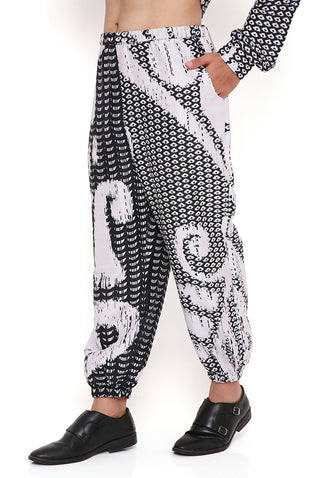 Black and white pathani kurta and jogger pant