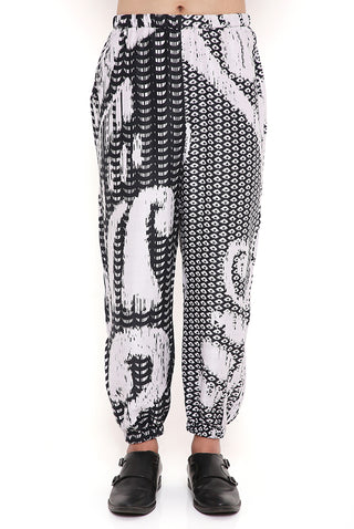 Black and white pathani kurta and jogger pant