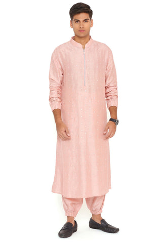 Blush pink bomber kurta and jogger pant