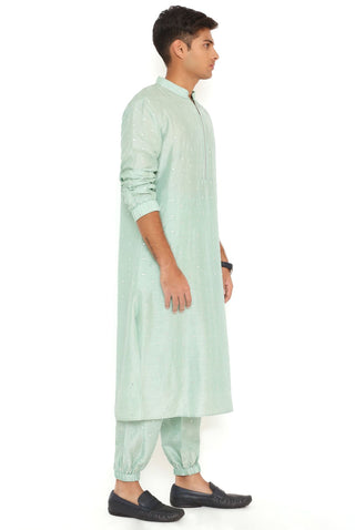 Powder blue bomber kurta and jogger pant