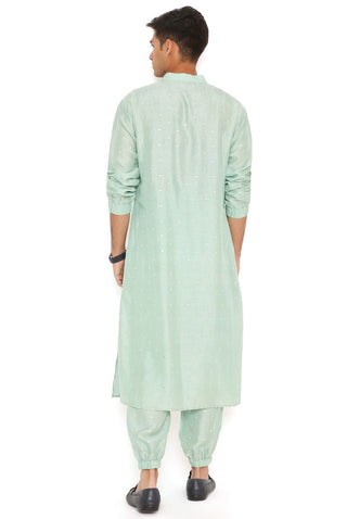 Powder blue bomber kurta and jogger pant