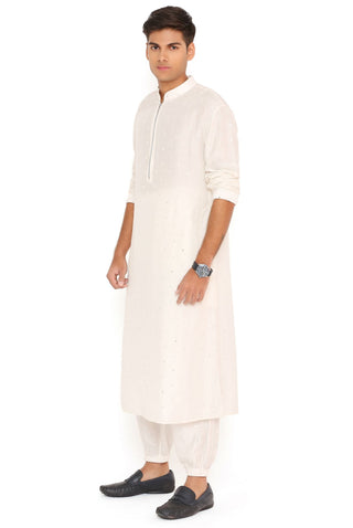 Chalk white bomber kurta and jogger pant