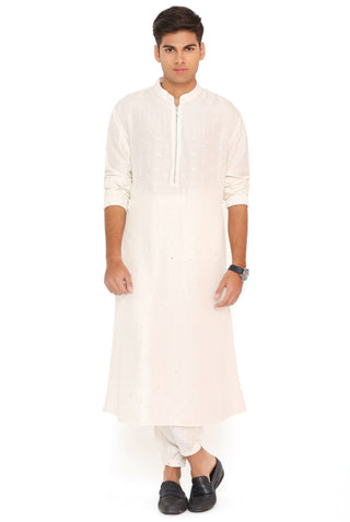 Chalk white bomber kurta and jogger pant