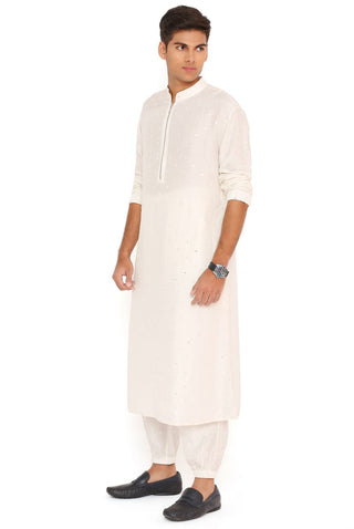 Chalk white bomber kurta and jogger pant