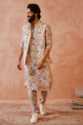 Rose pink nargis print bandi and kurta set