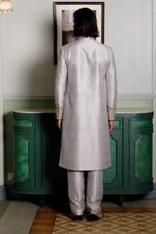 Gray embroidered sherwani with pant