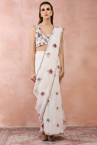 Offwhite gulbagh choli and stitched saree