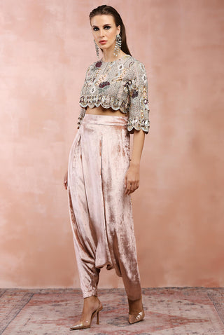 Rose pink embroidered top with pant