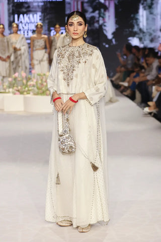 Ivory anarkali tunic with sharara