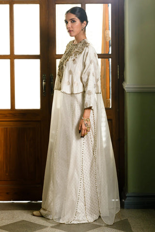 Ivory anarkali tunic with sharara