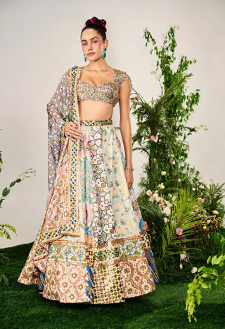 Multicolor crystal embroidery lehenga set