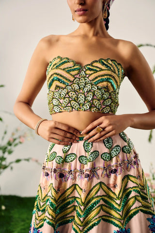 Multi tropical printed lehenga and blouse