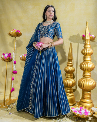 Midnight blue lehenga set