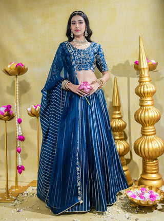 Midnight blue lehenga set