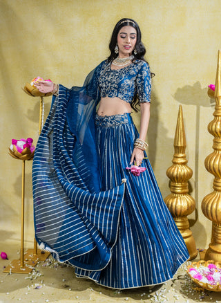 Midnight blue lehenga set