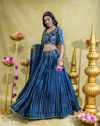 Midnight blue lehenga set