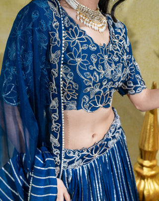 Midnight blue lehenga set