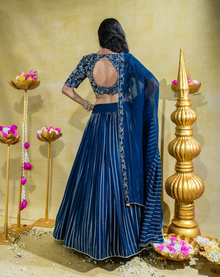 Midnight blue lehenga set