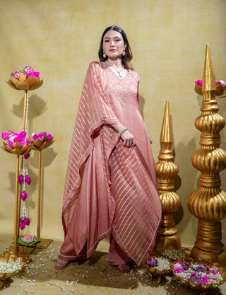 Dusty peach embroidered kurta set