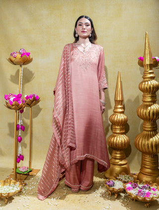 Dusty peach embroidered kurta set