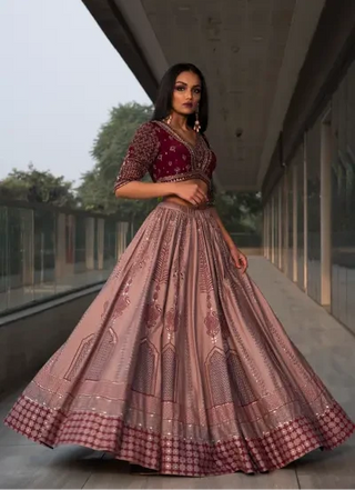 Pink lehenga with blouse and dupatta