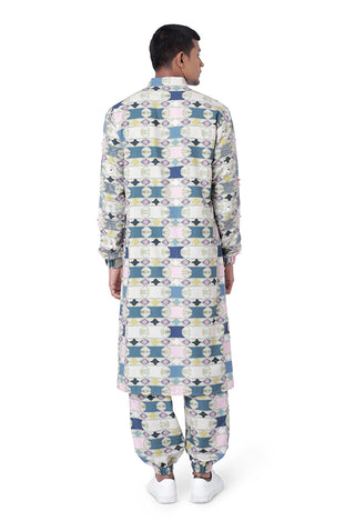 Green aztec printed kurta and jogger pant