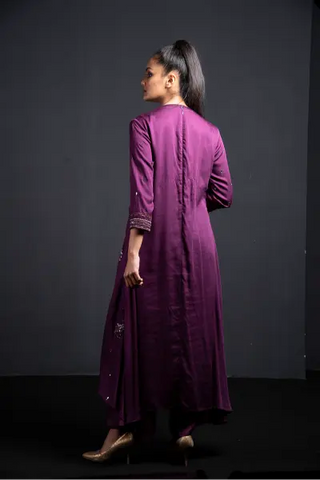 Purple jacket style kurta with palazzo