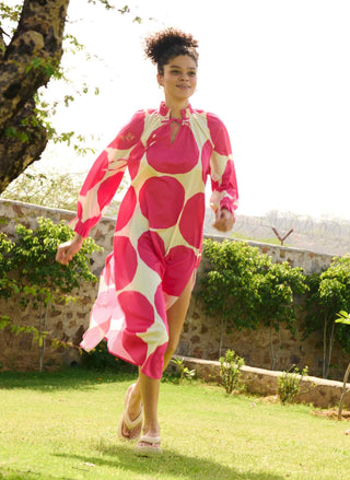 Polka pink daisy dress