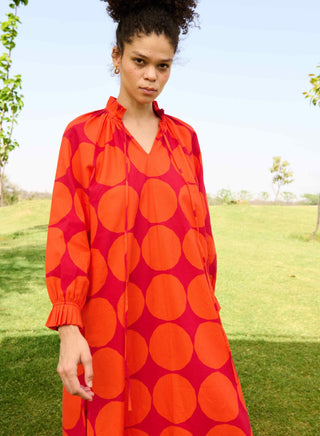 Polka red daisy dress