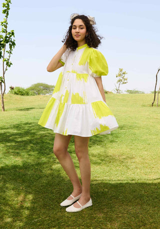 Lime brush stroke layla dress