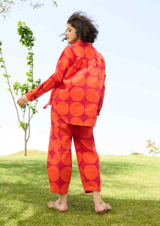 Polka red marigold shirt and pants