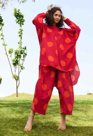 Small orange polka salvia tunic and pants