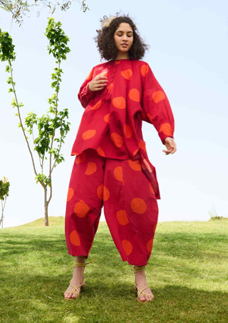 Small orange polka salvia tunic and pants