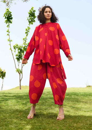 Small orange polka salvia tunic and pants