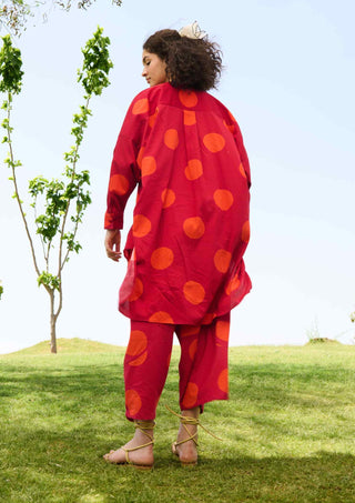 Small orange polka salvia tunic and pants