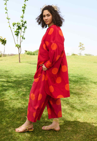 Small orange polka salvia tunic and pants