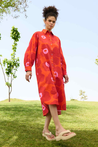 Red floral mekko jasmine tunic