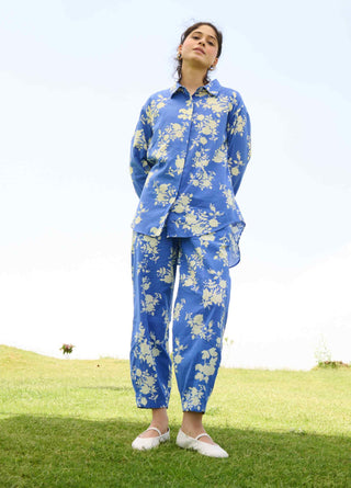 Floral sky marigold shirt and pants