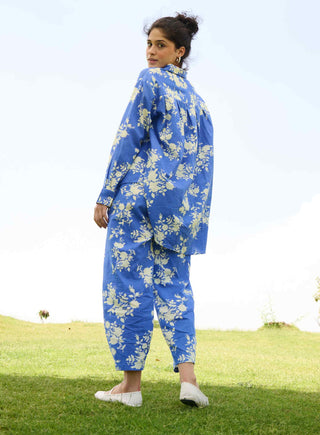 Floral sky marigold shirt and pants