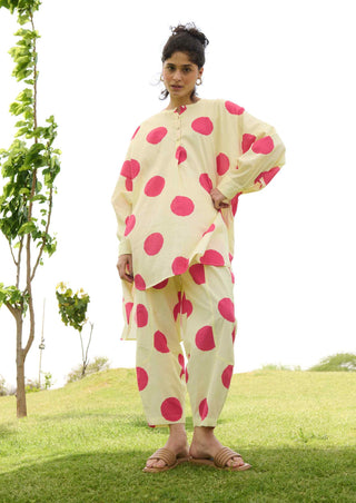 Small pink polka poppy tunic and pants