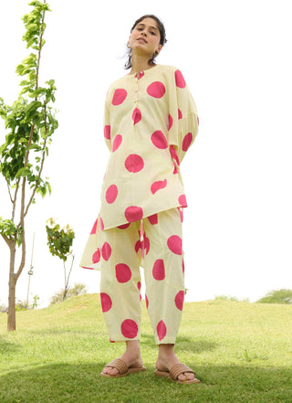 Small pink polka poppy tunic and pants