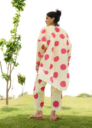 Small pink polka poppy tunic and pants