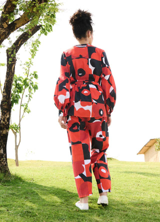 Pixel mekko red rosa tunic and pants