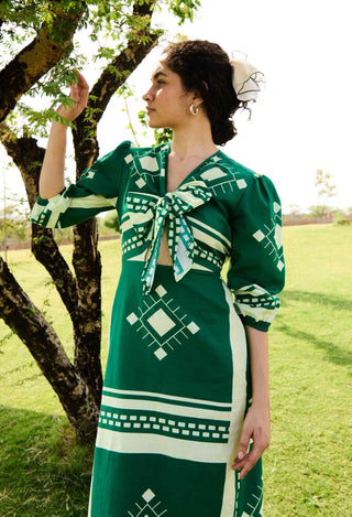 Green matches dahlia dress