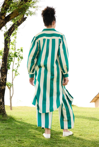 Green stripes iris tunic and pants