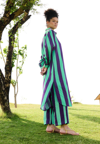 Purple & green iris tunic and pants