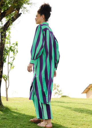 Purple & green iris tunic and pants