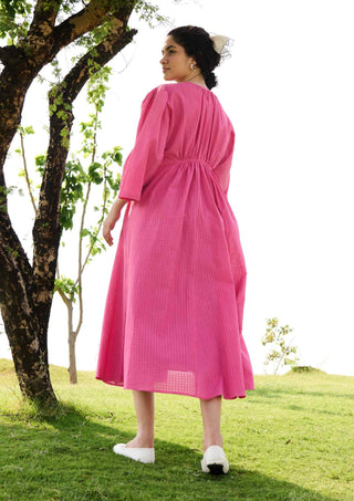 Baby pink check shringara dress